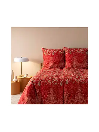 BASSETTI | Satin Bettwäsche 2x70x90cm/  200x200cm MONNALISA Rot | dunkelrot